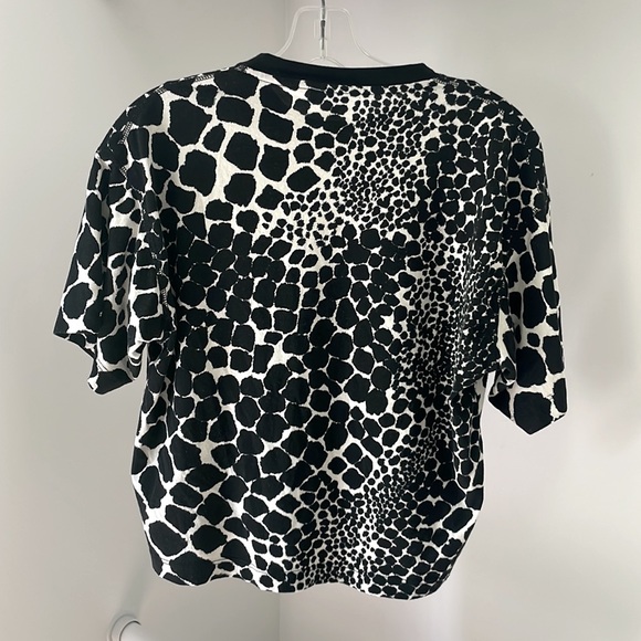 TOPSHOP Size 0-2 Black & Cream Short Sleeve T-Shirt - Picture 3 of 7